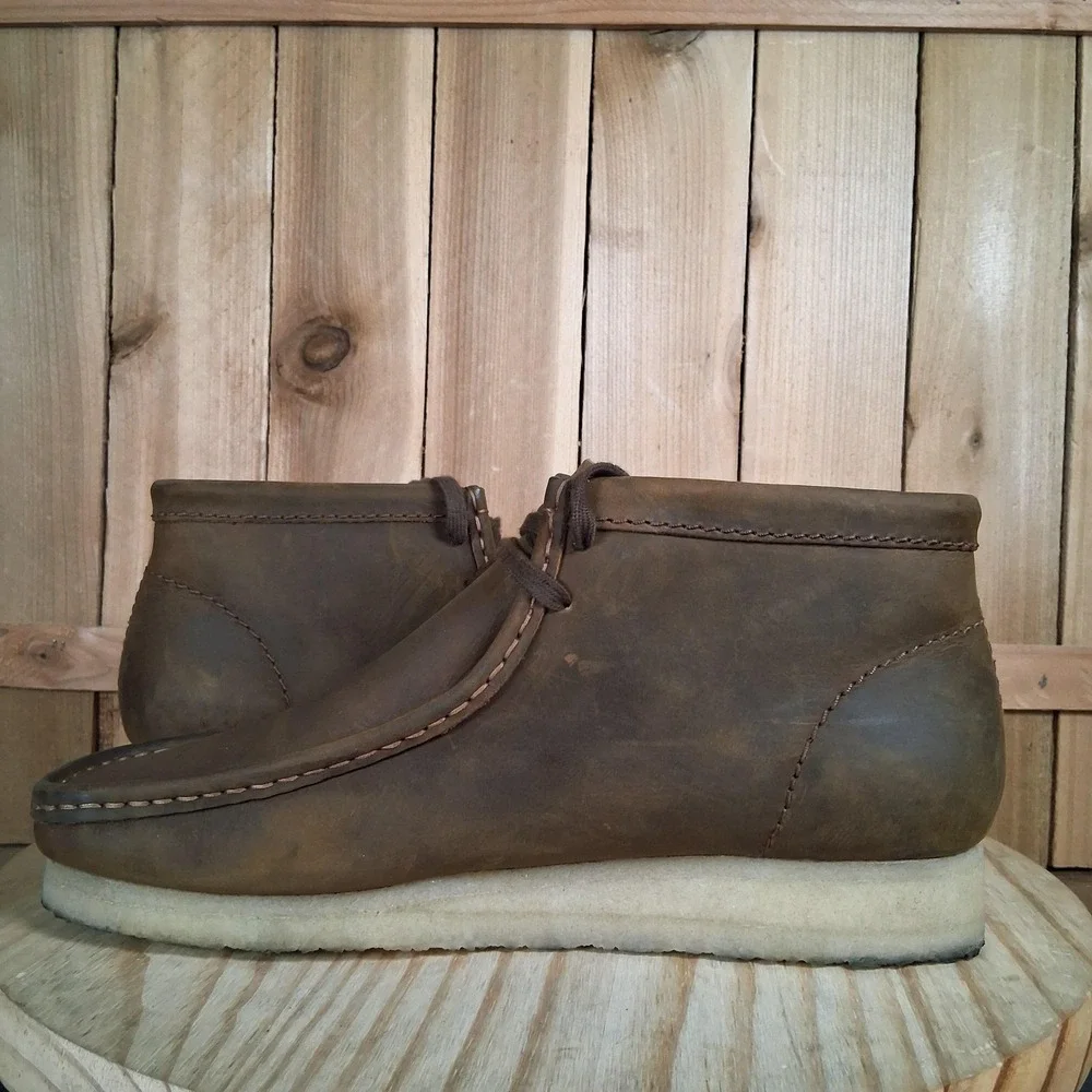 Clarks Originals Wallabee Boots Mens 10.5 Brown‎ Leather Crepe Sole Ankle Casual